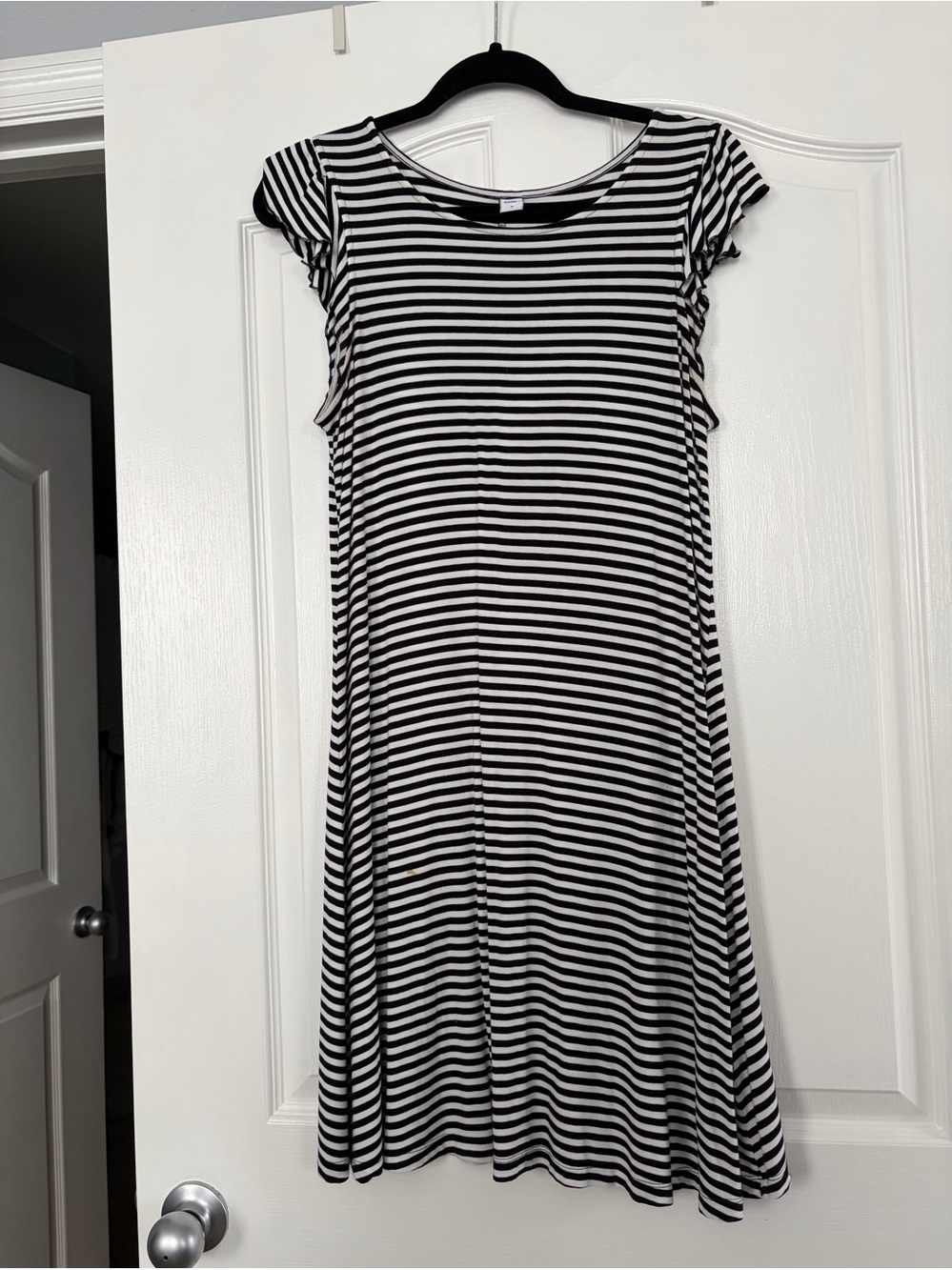 Black and White Striped Short Sleeve Swing Dress-old navy ,length 30”